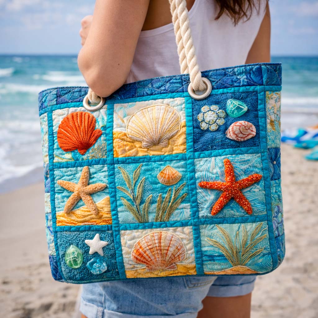 Sac de Plage Rembourré avec Coquillages Côtiers