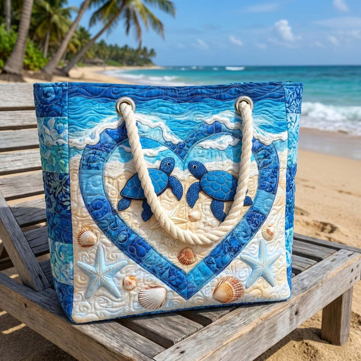 Sac de Plage Matelassé Tortue Sérénité