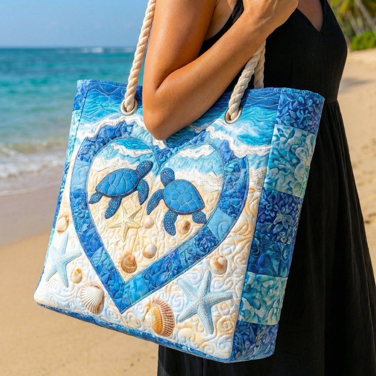 Sac de Plage Matelassé Tortue Sérénité