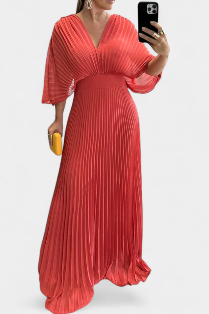 Pleated Dress Odele with Open Back
