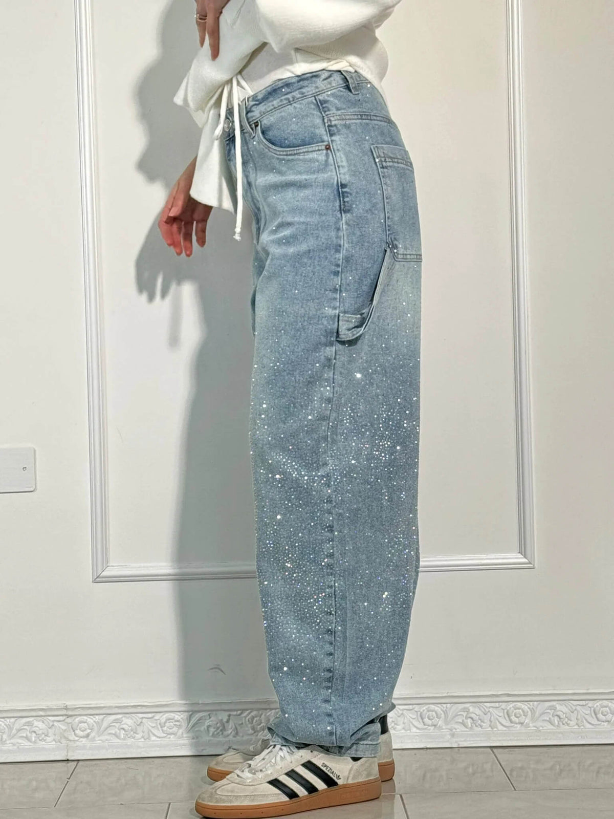 Victoria - Jeans à Paillettes Taille Haute