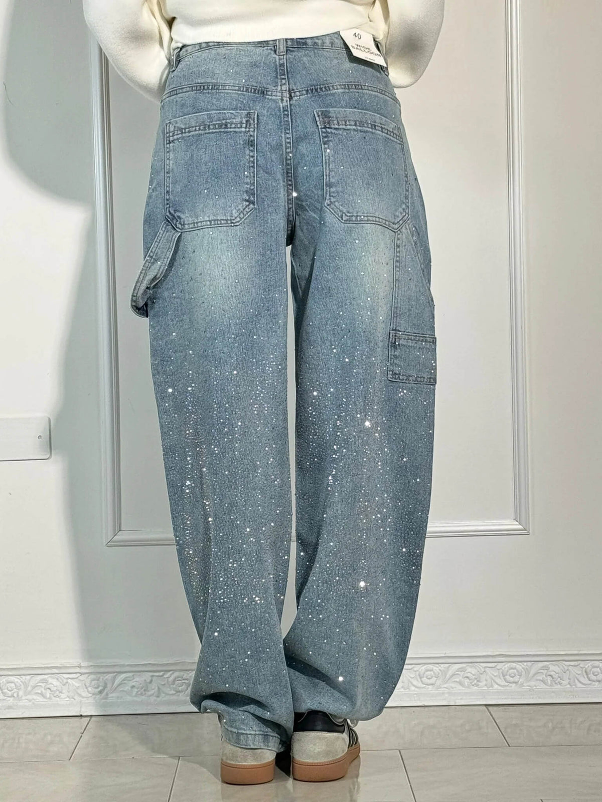 Victoria - Jeans à Paillettes Taille Haute