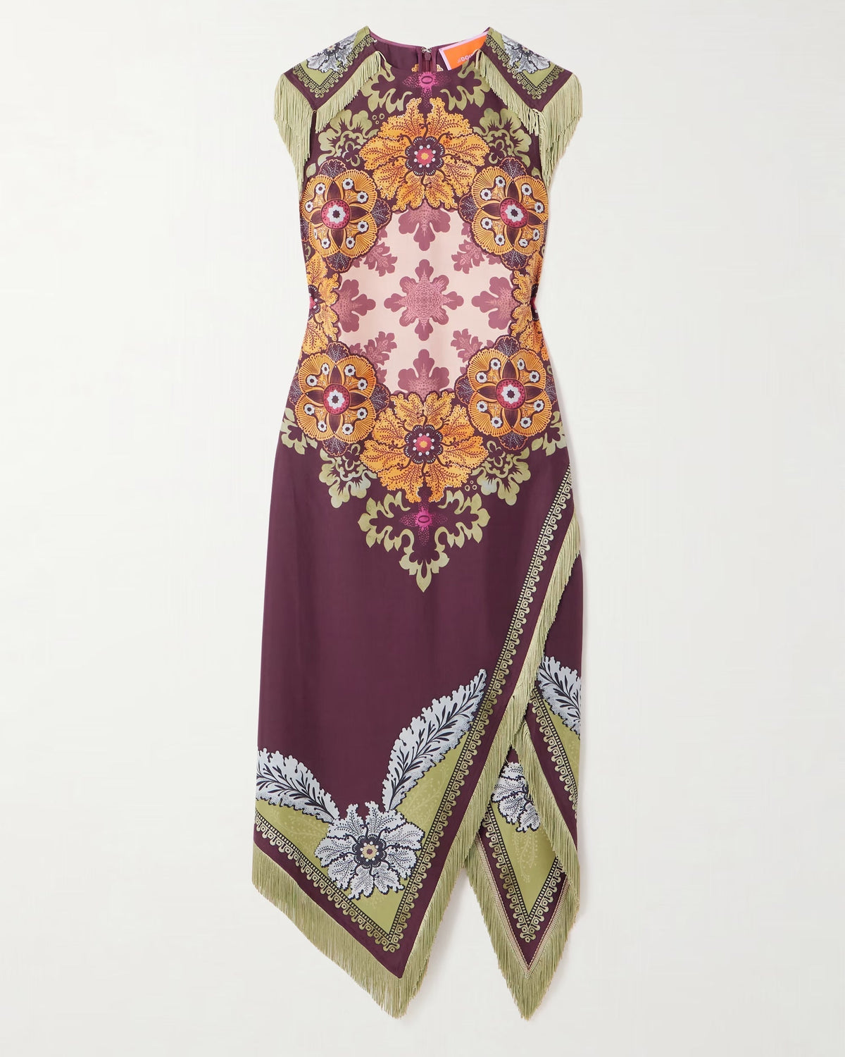 Robe Maxi Imprimée à Franges Asymétrique Boho Chic