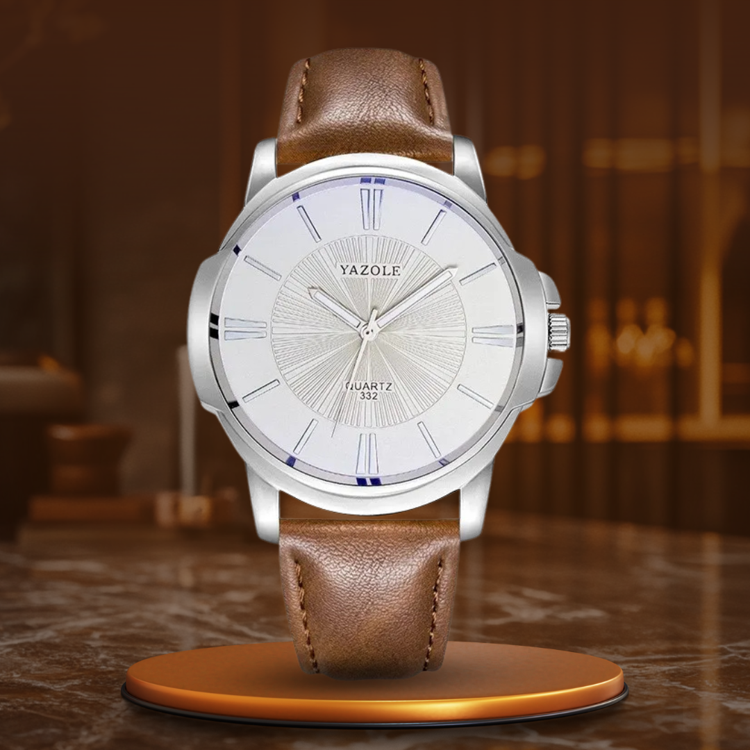 Montre en cuir avec verre bleu luxueux™ - Olsen & Olsen