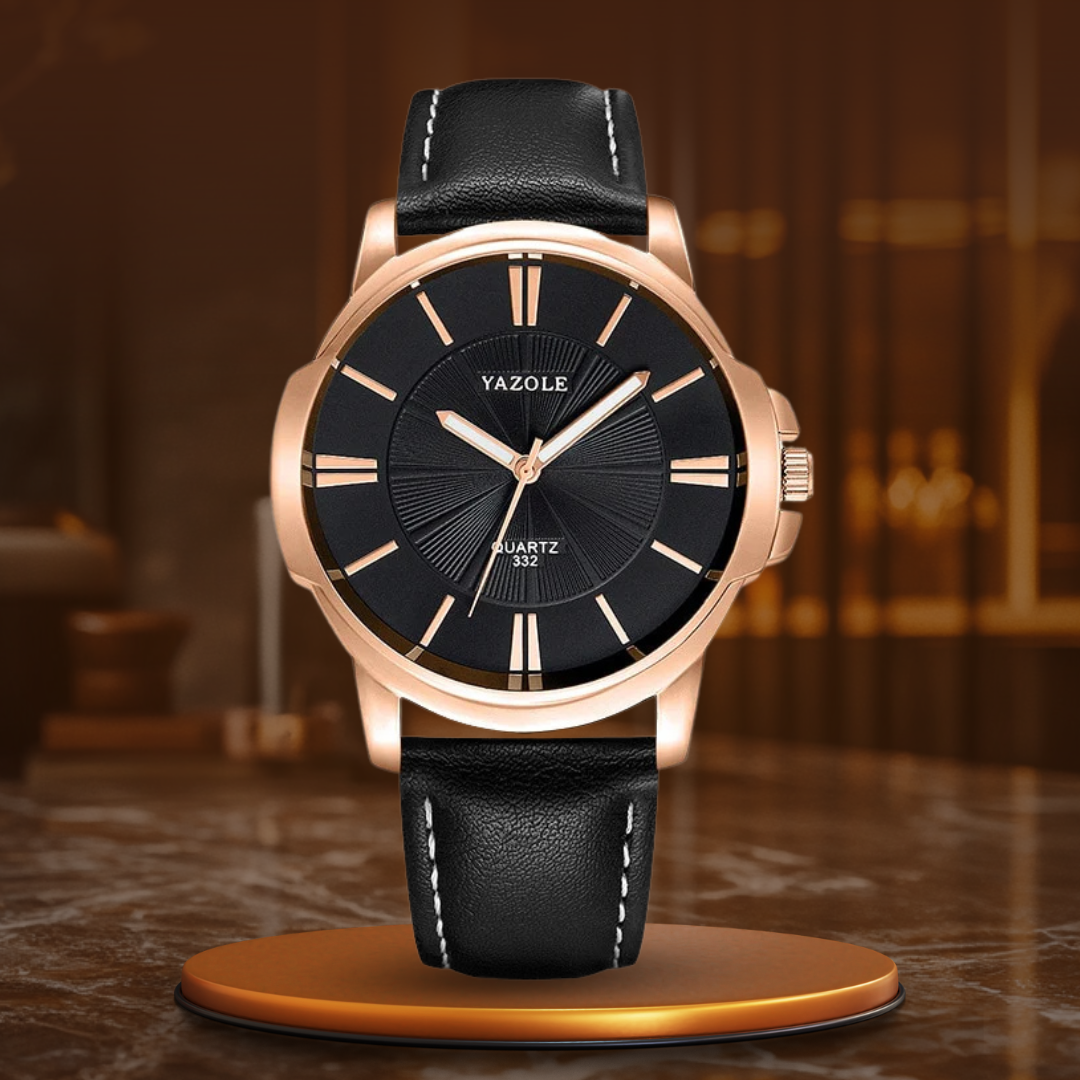 Montre en cuir avec verre bleu luxueux™ - Olsen & Olsen