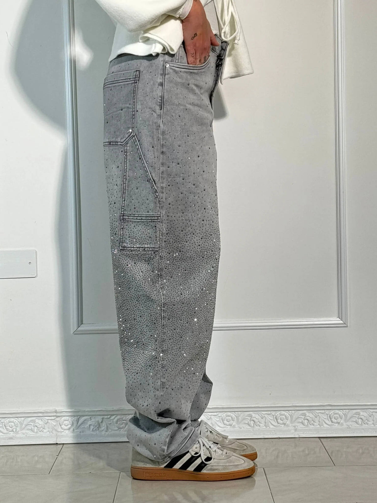 Victoria - Jeans à Paillettes Taille Haute