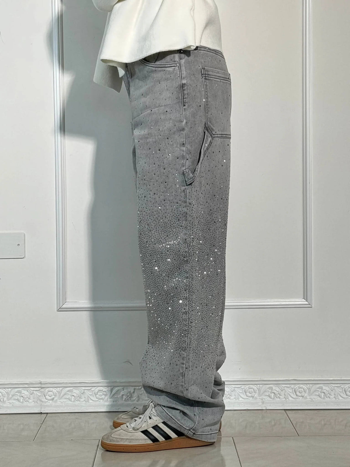 Victoria - Jeans à Paillettes Taille Haute