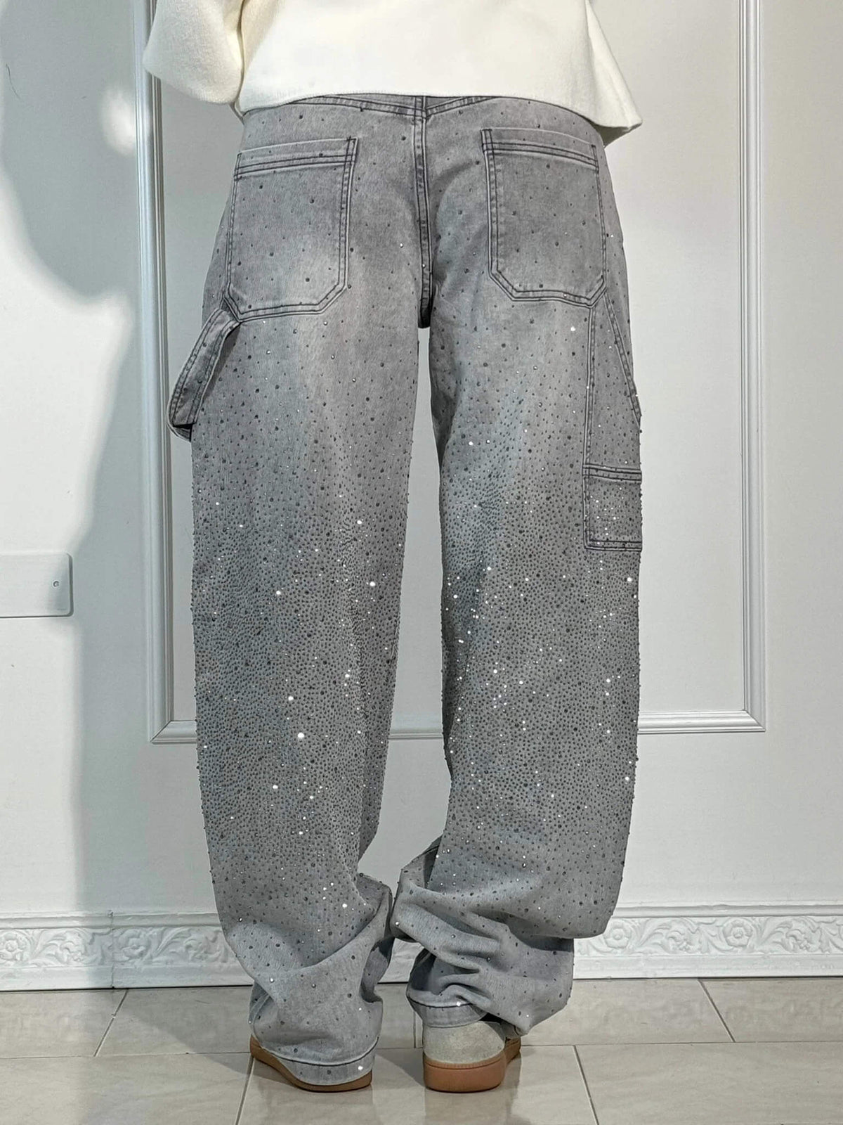 Victoria - Jeans à Paillettes Taille Haute