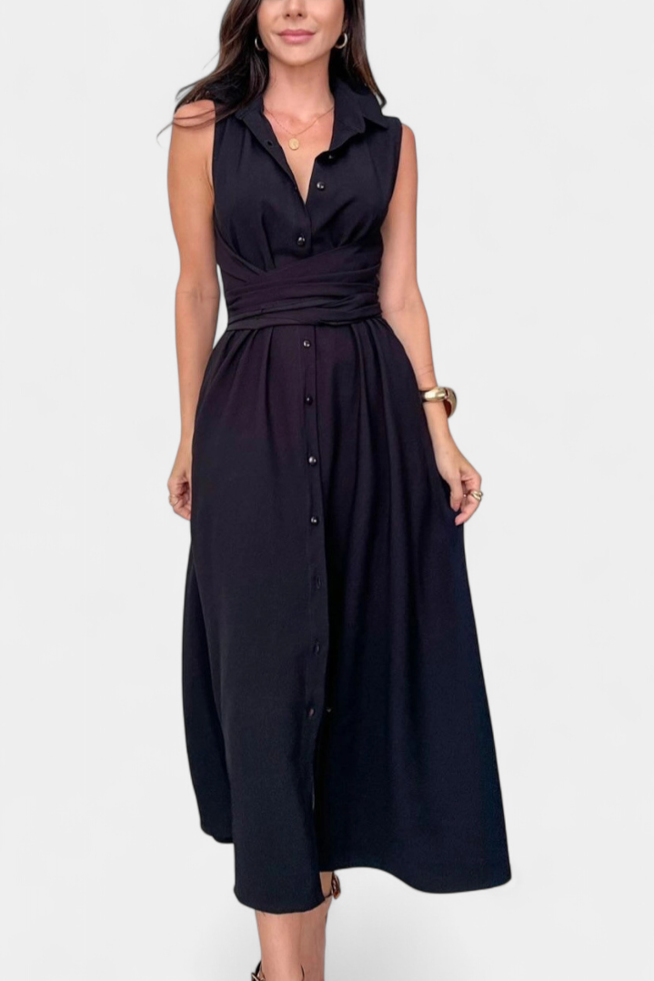 Robe Chemise Meryl avec Bouton et Nœud Ajustable