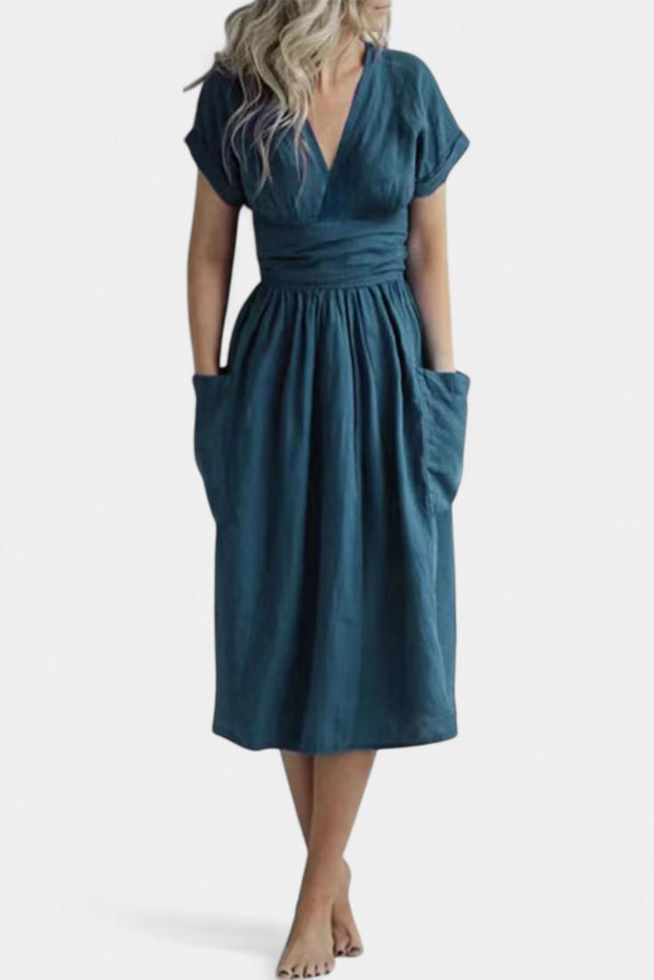 Cressida | Exclusive Dress with V-Neck and Adjustable Waist