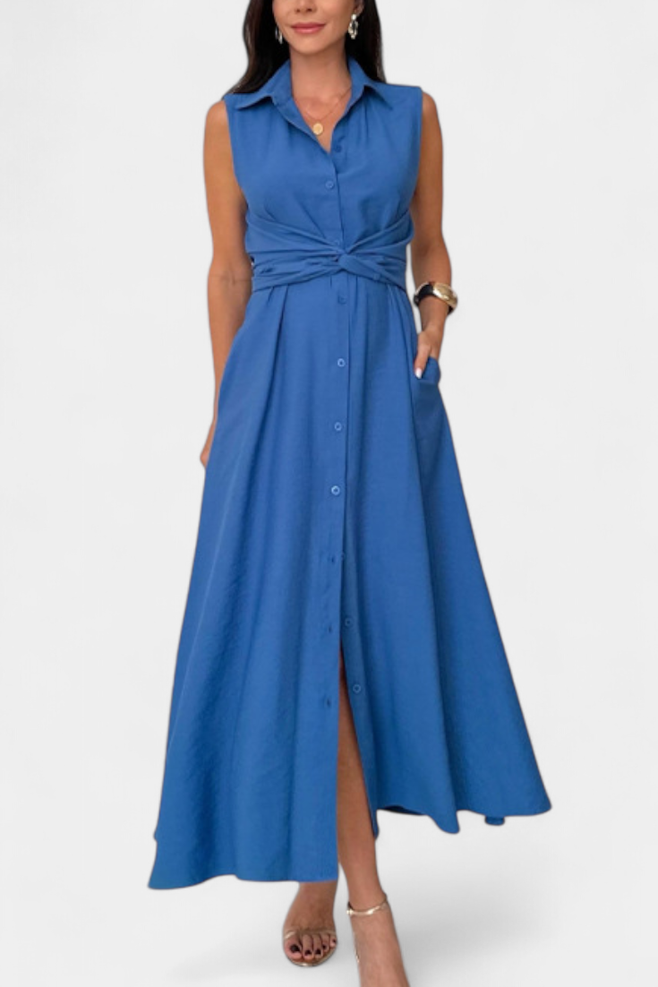 Robe Chemise Meryl avec Bouton et Nœud Ajustable