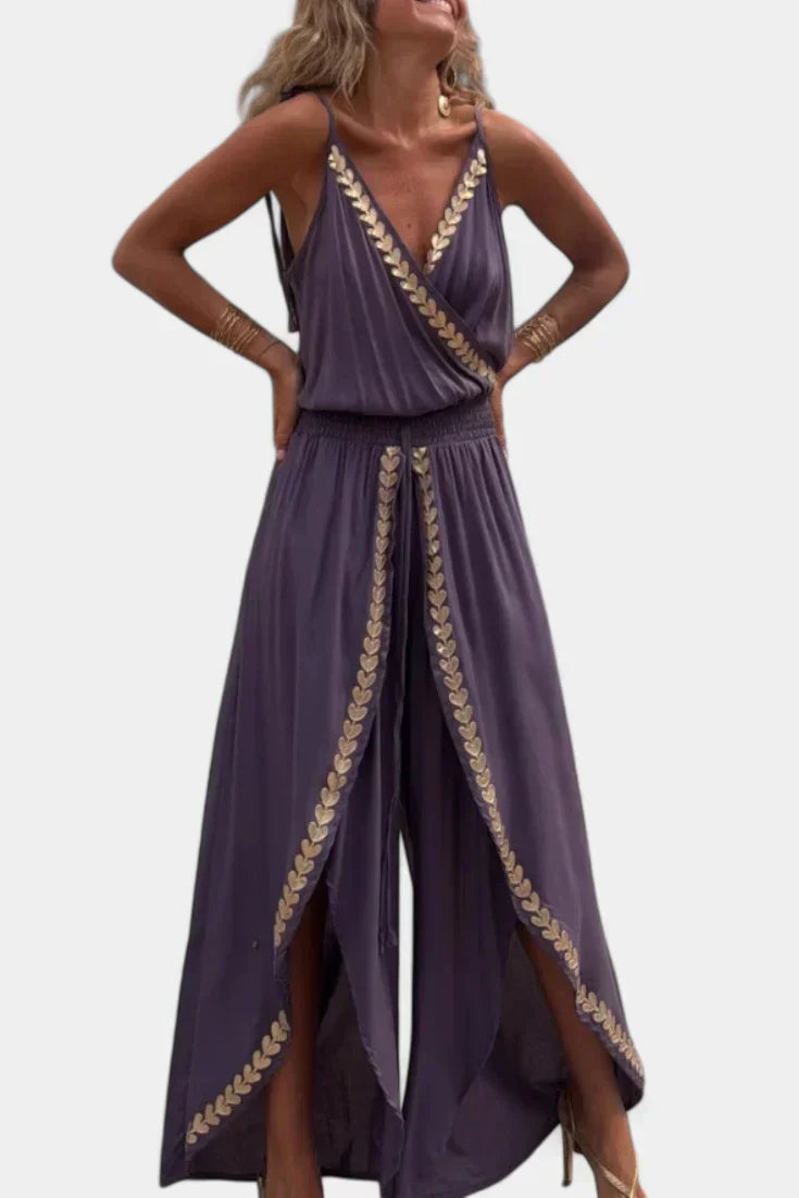 Donatila Jumpsuit Unique with Golden Details and Open Leg