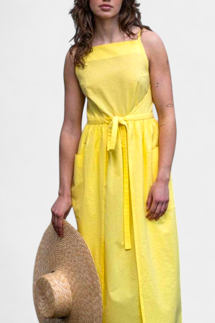 Robe Longue Sans Bretelles Dezi avec Liens Latéraux Ajustables