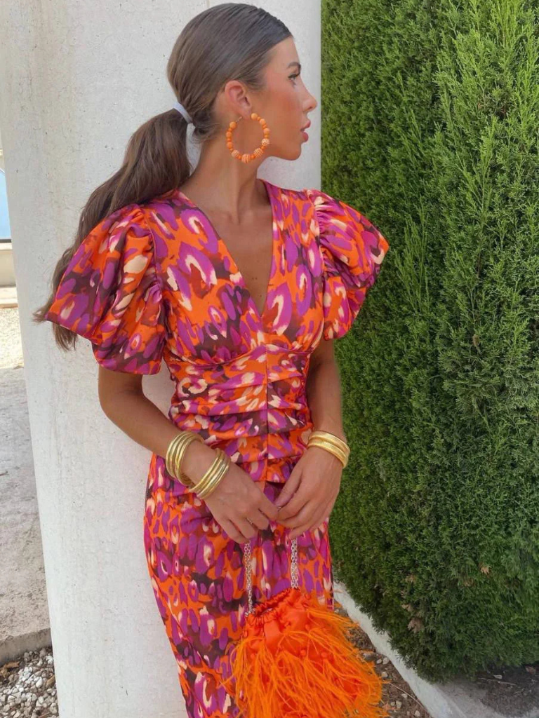 Ursula | Robe Midi Plissée Vivid