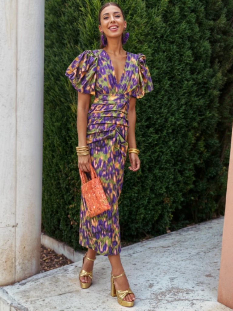 Ursula | Robe Midi Plissée Vivid