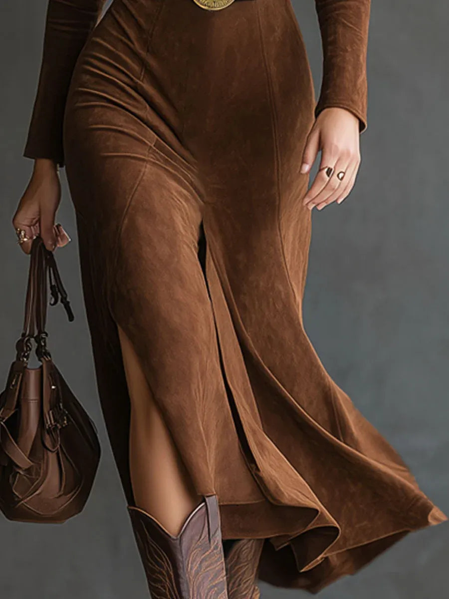Eleanor | Robe Midi en Suède Synthétique