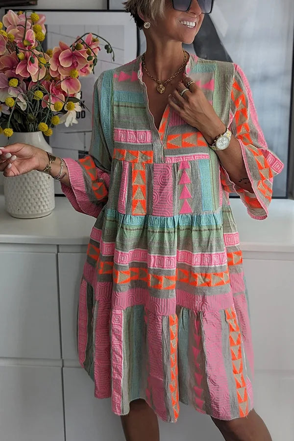 Lucy | Robe Midi Fluide avec Motifs