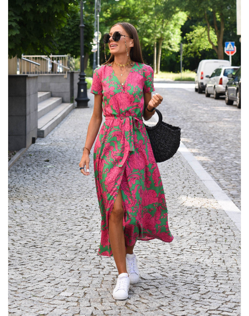 Tzahalit™ | Robe florale élégante à décolleté en V