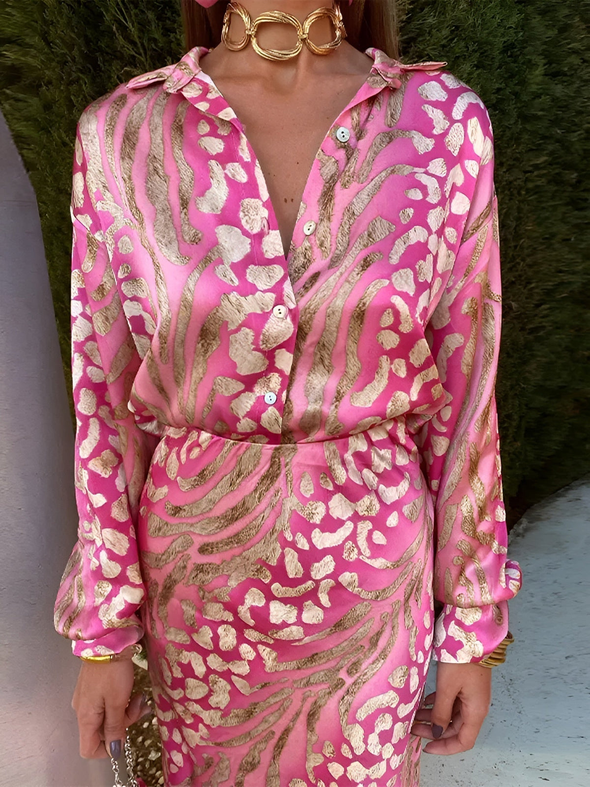 Mei | Elegant Satin Shirt Dress