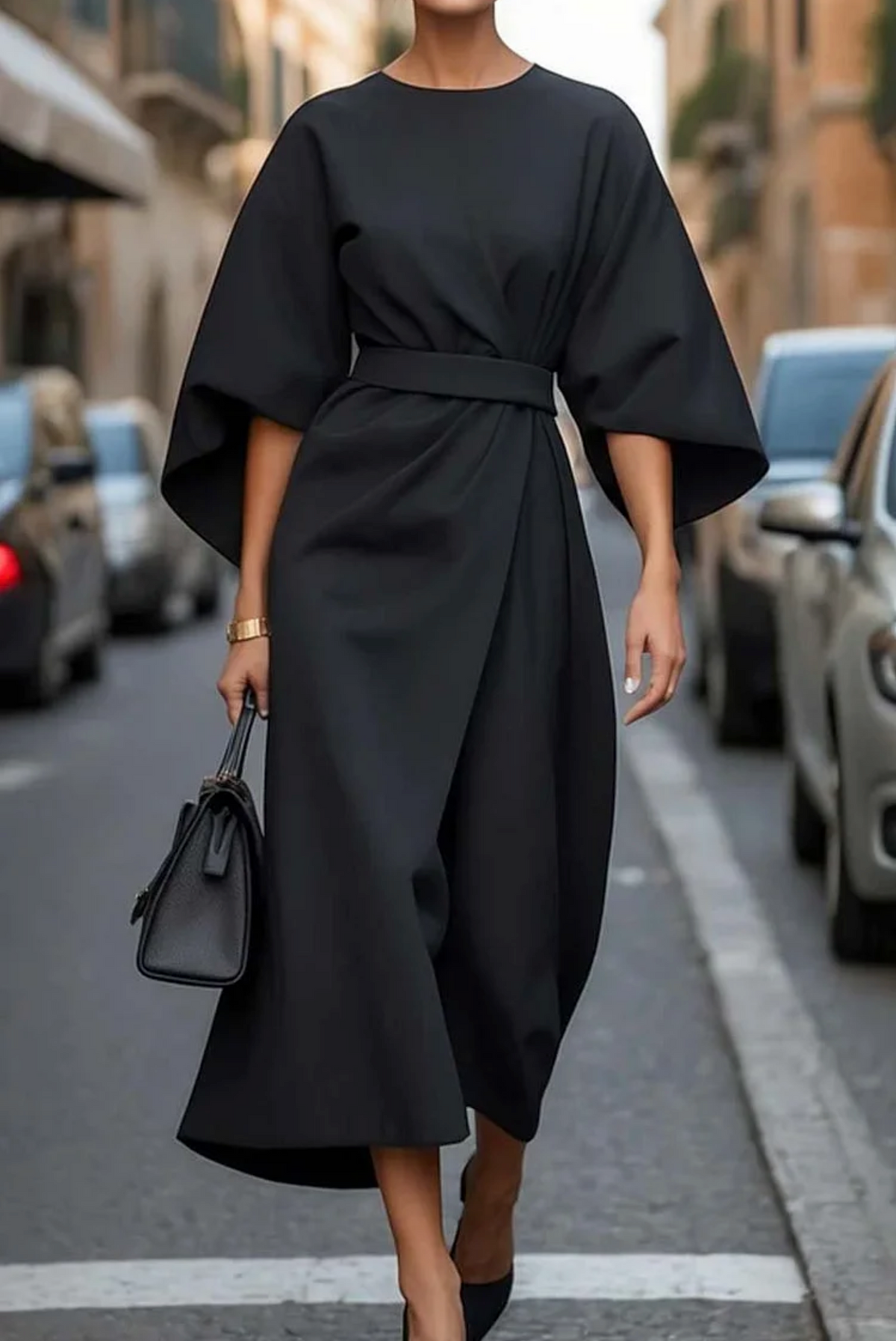 Matzliah™ | Elegant Lantern Sleeve Dress