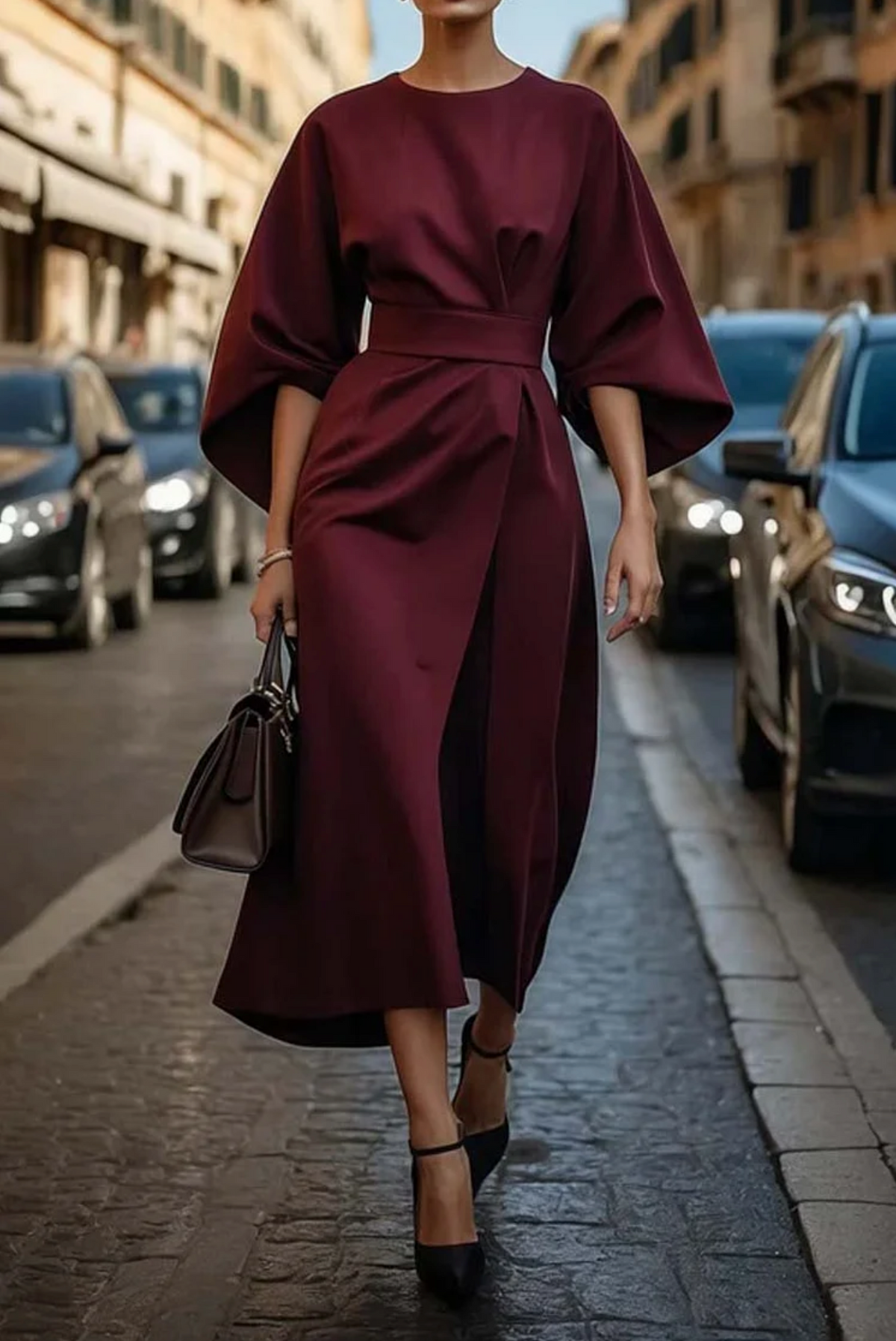 Matzliah™ | Robe élégante à manches lanternes