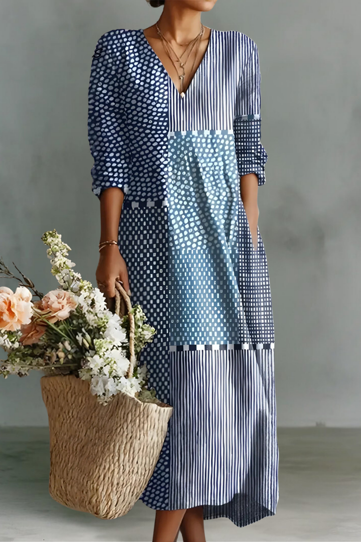 Crissa | Robe en Lin à Manches Longues et Décolleté en V