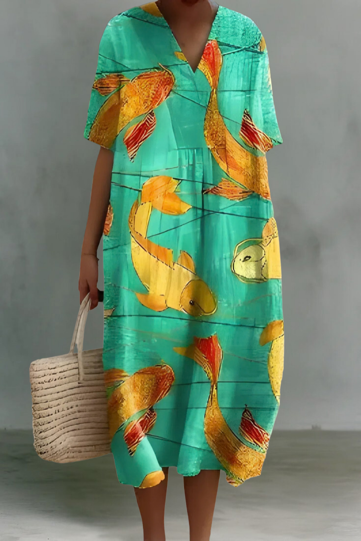 Magda | Robe Midi en Lin à Col V