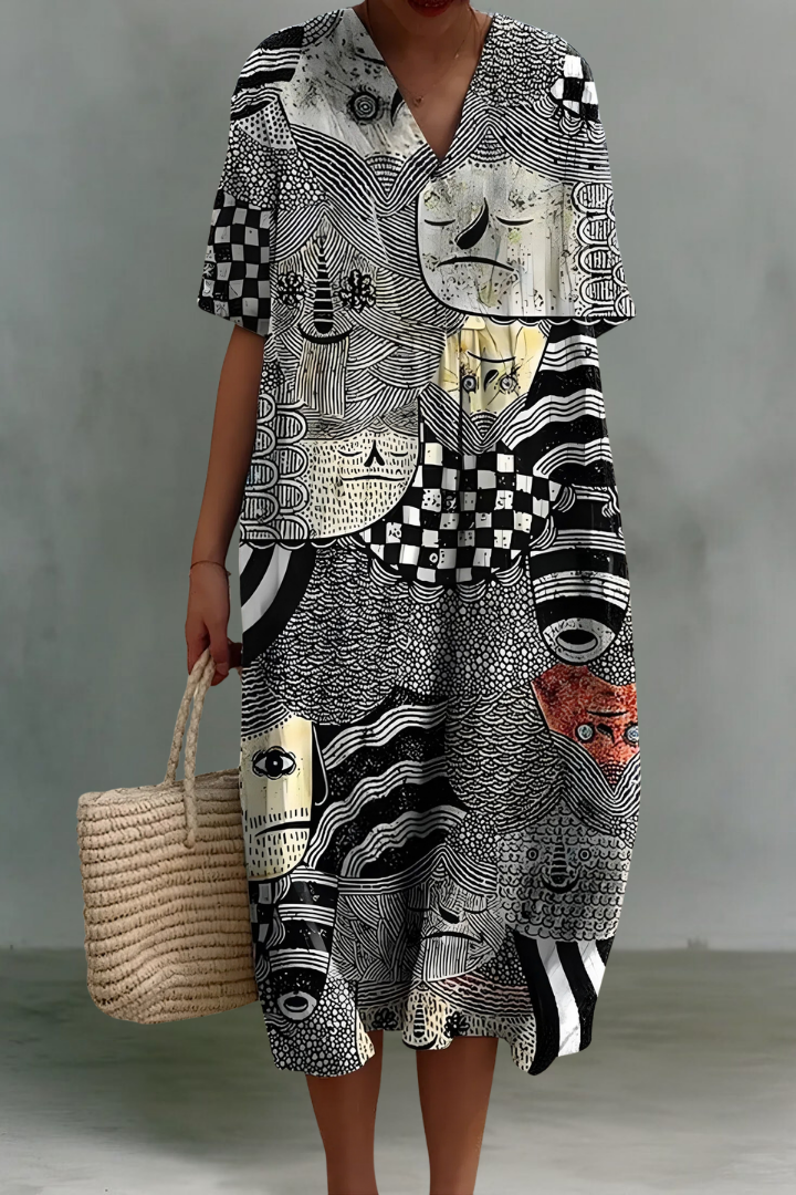 Lily | Robe Midi en Lin à Col V