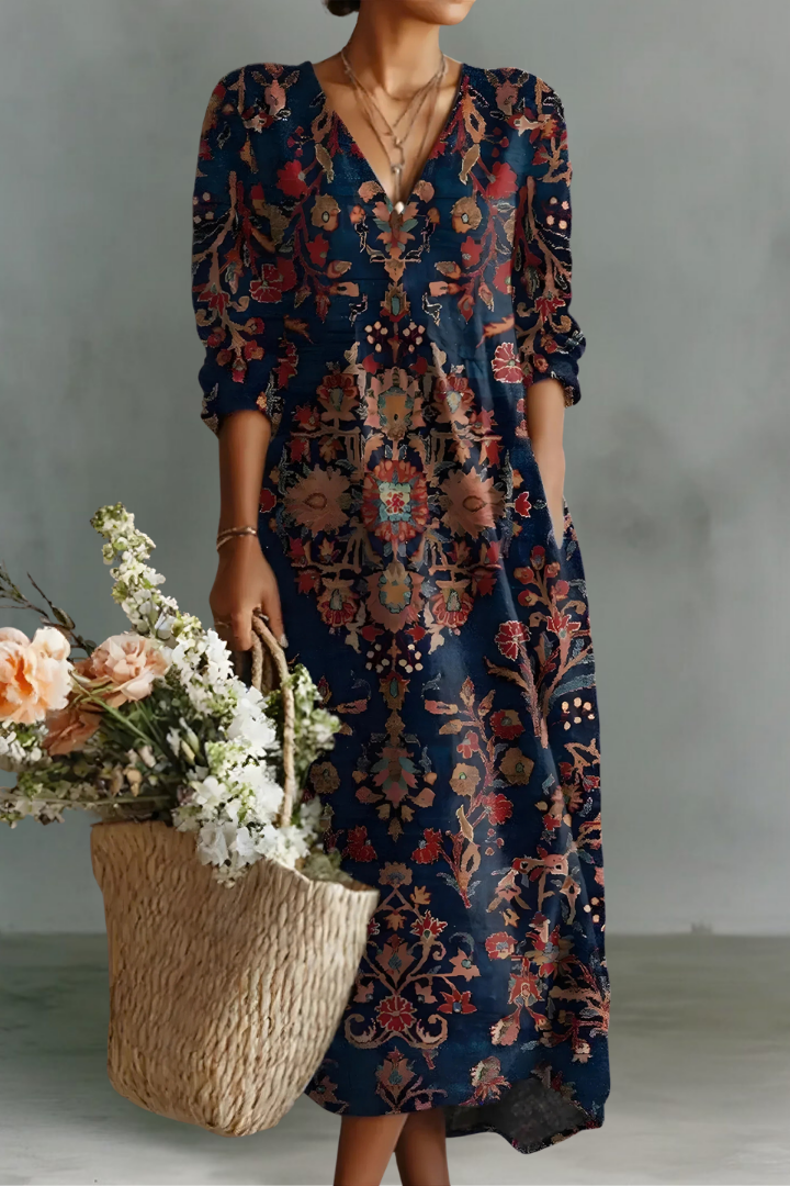 Addison | Robe en Lin à Manches Longues et Col V