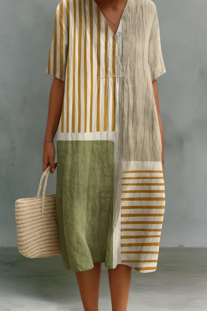 Anika | Robe Midi en Lin à Col V