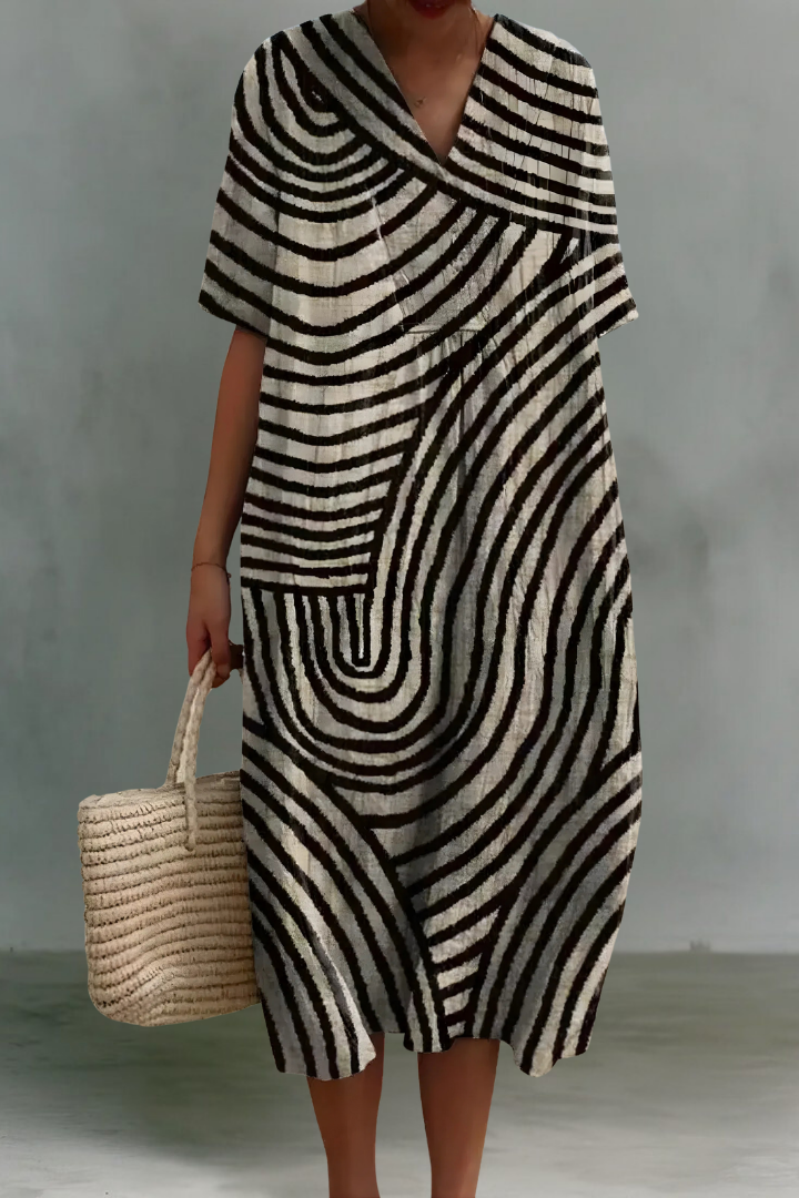 Aria | Robe Midi en Lin à Col V