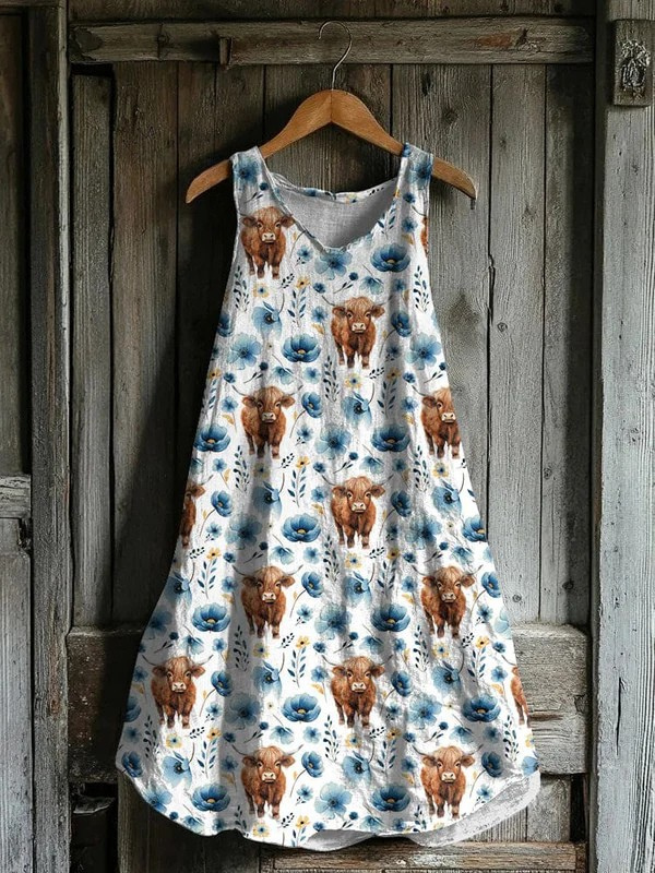 Robe débardeur imprimé vache des Highlands