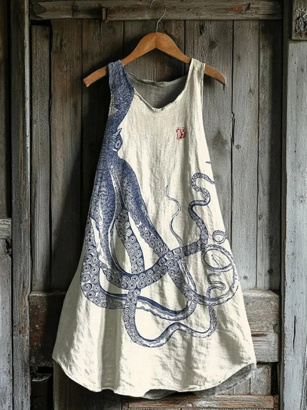 Robe Tank Art des Jambes de Poulpe Japonais