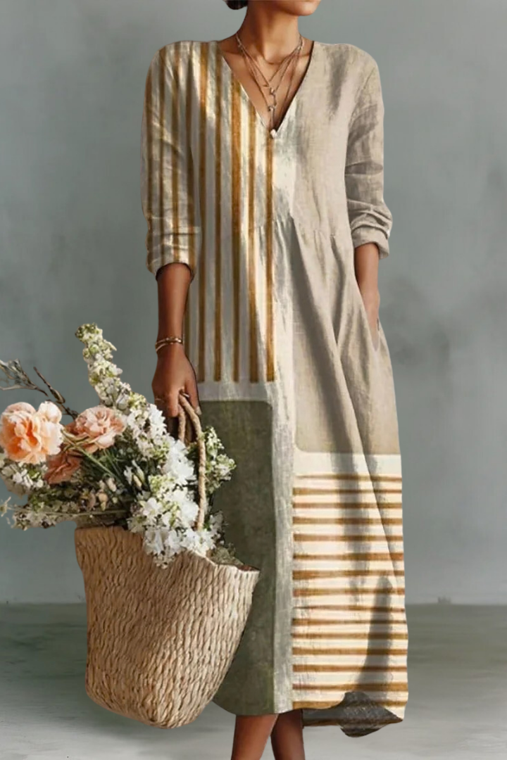 Nathalie | Robe Longue à Manches Longues en Lin