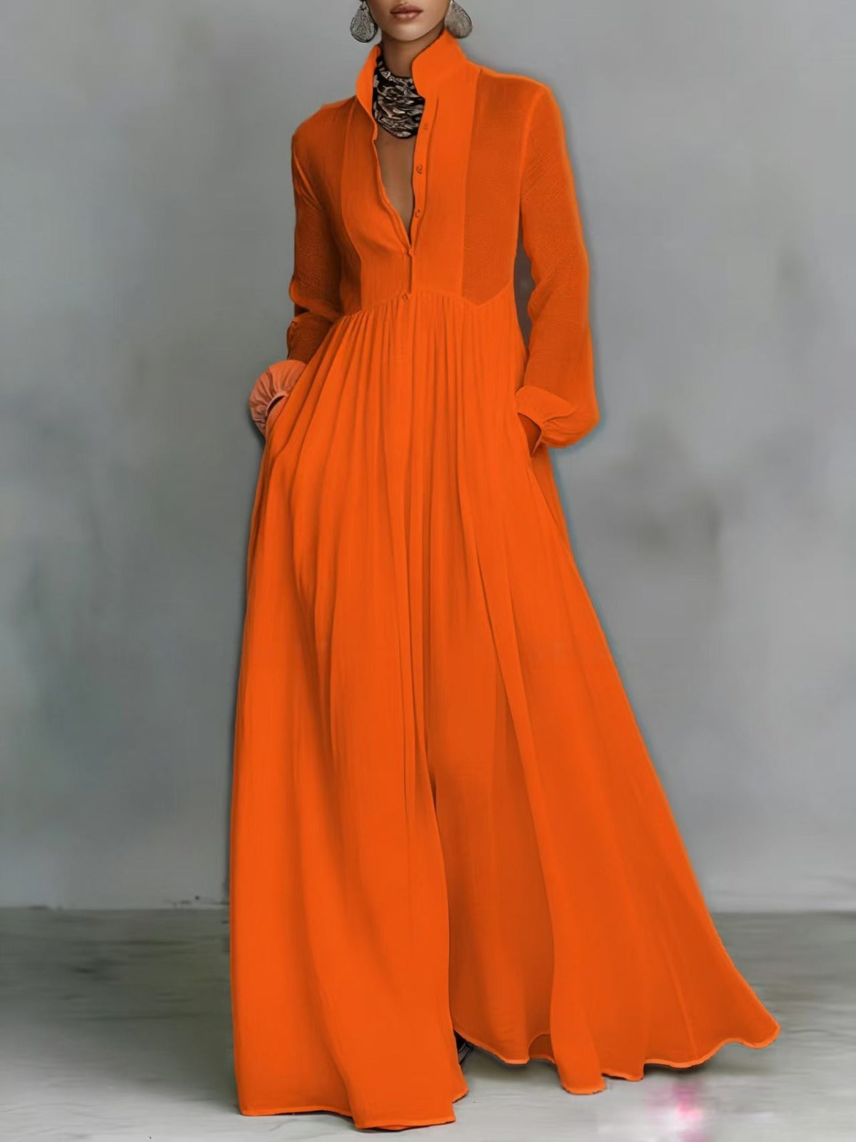 Serena™ | Robe Maxi Fluide avec Boutons Avant