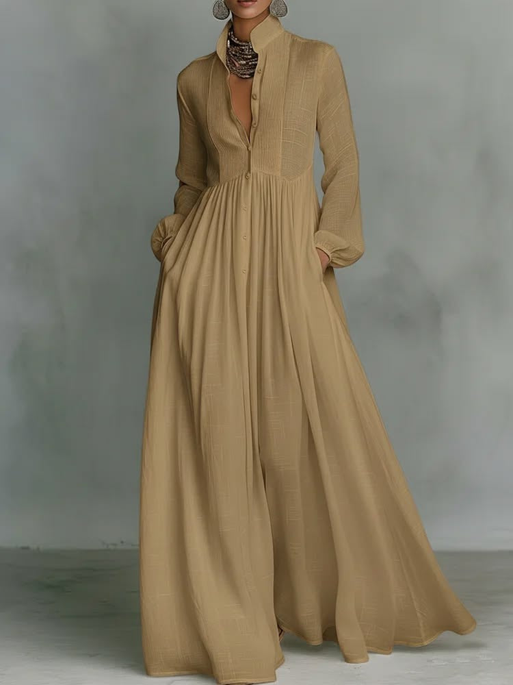 Serena™ | Robe Maxi Fluide avec Boutons Avant
