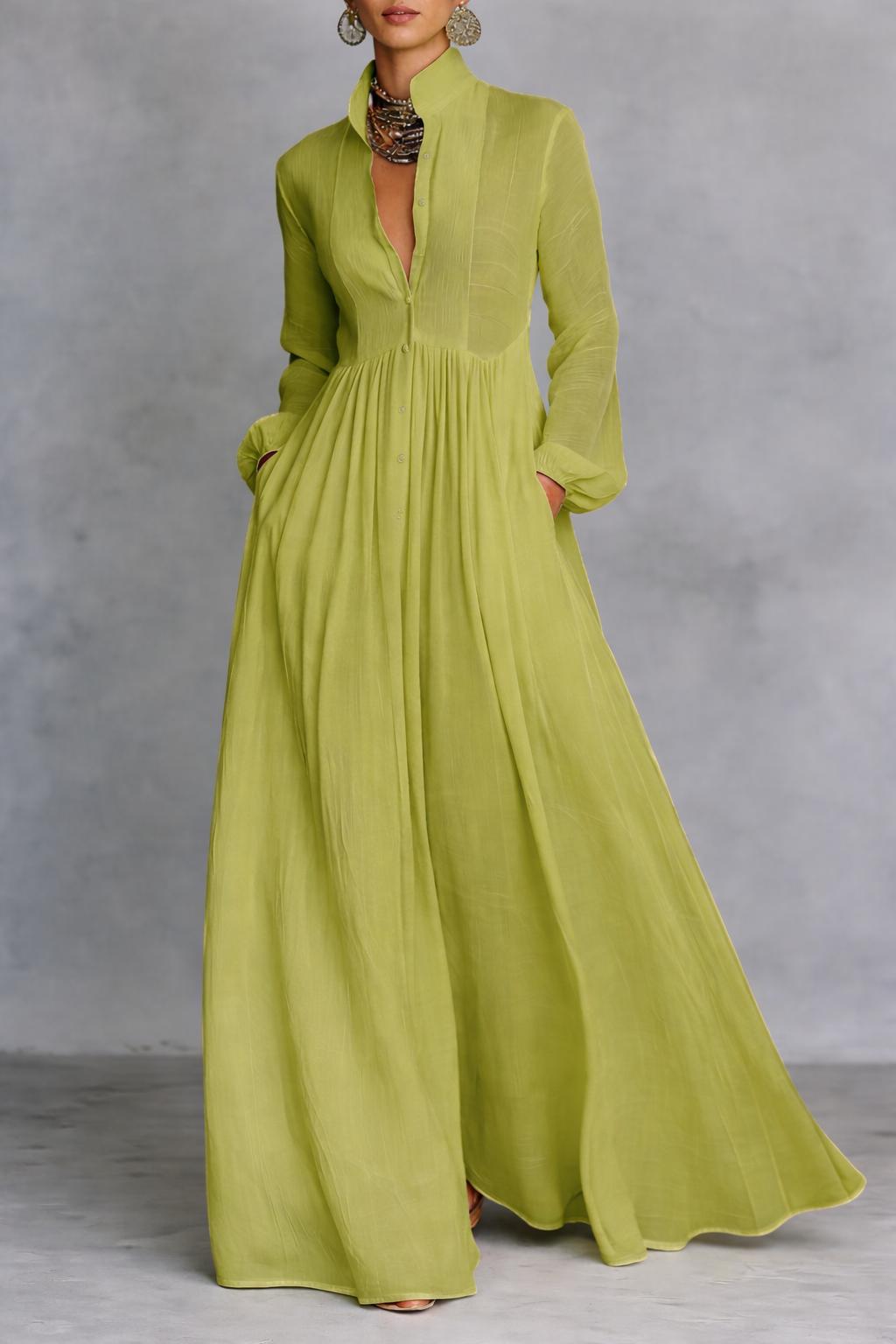 Serena™ | Robe Maxi Fluide avec Boutons Avant