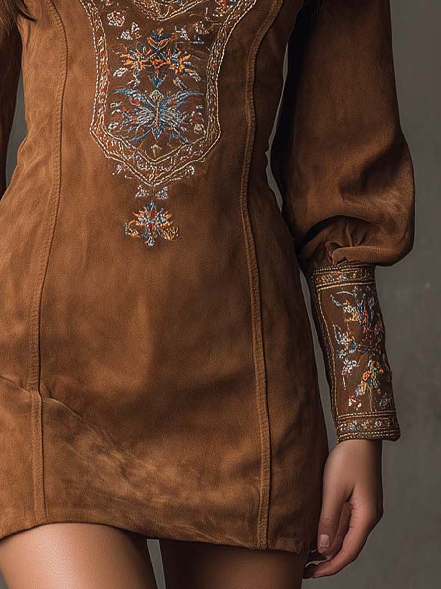 Robe Courte Effet Suédé