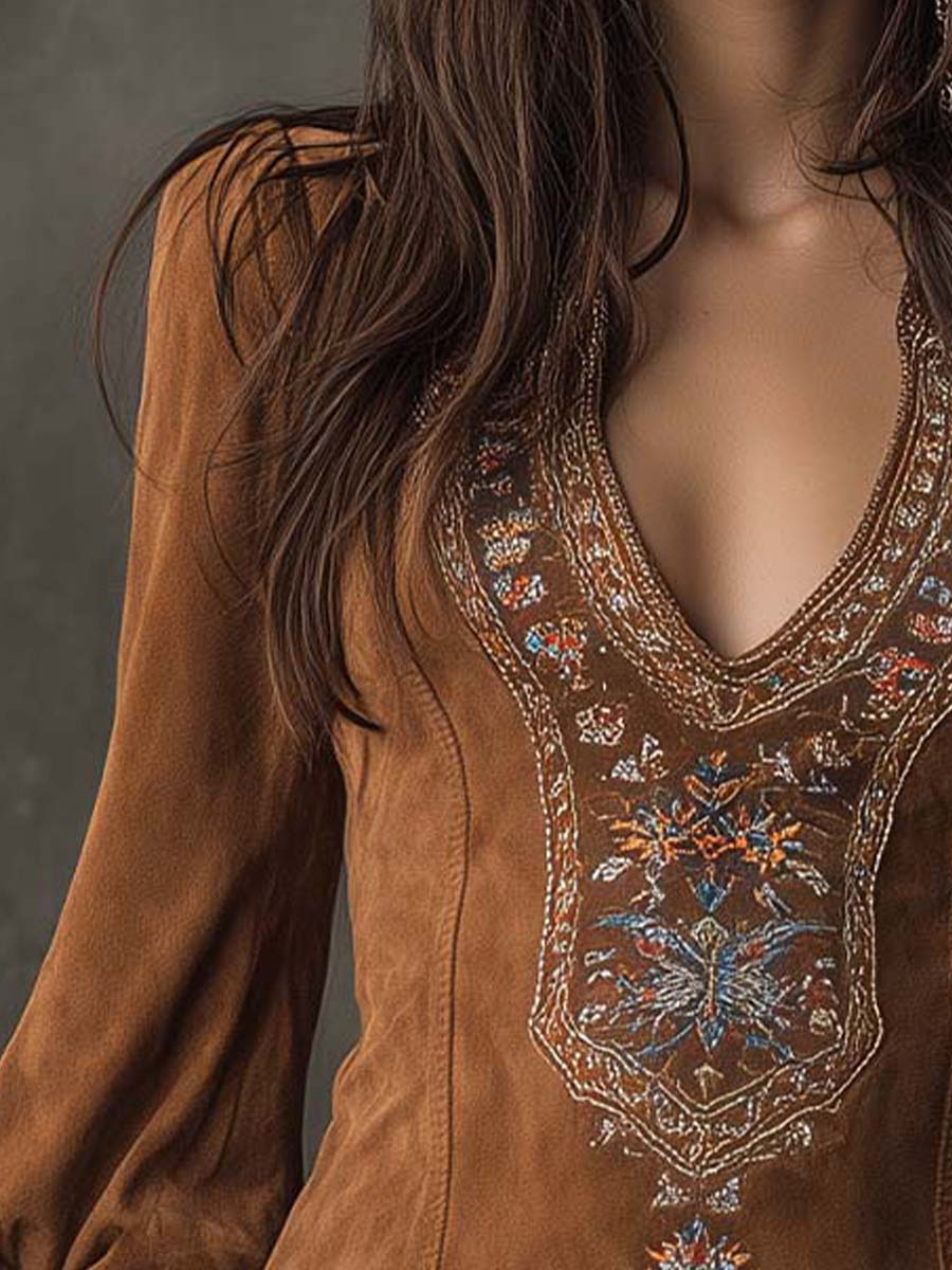 Robe Courte Effet Suédé