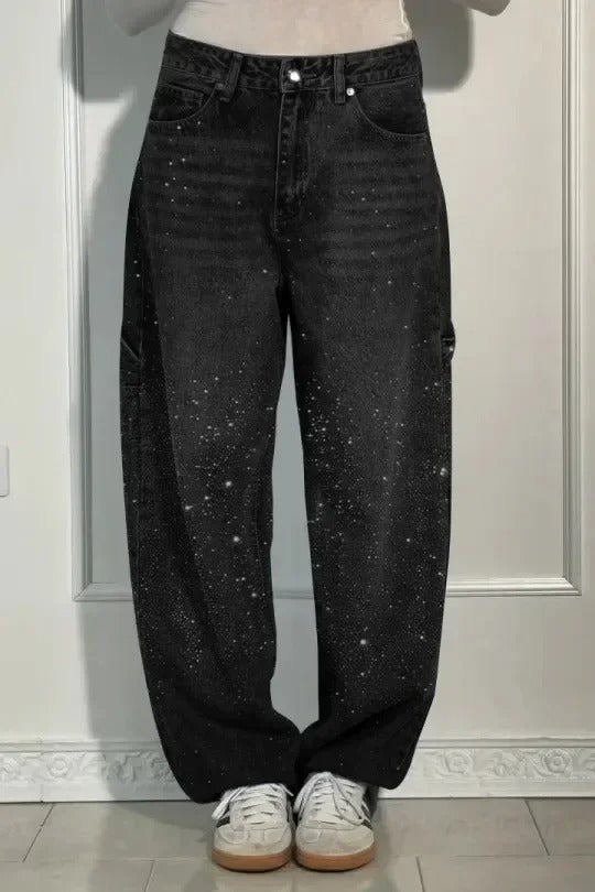 Victoria - Jeans à Paillettes Taille Haute