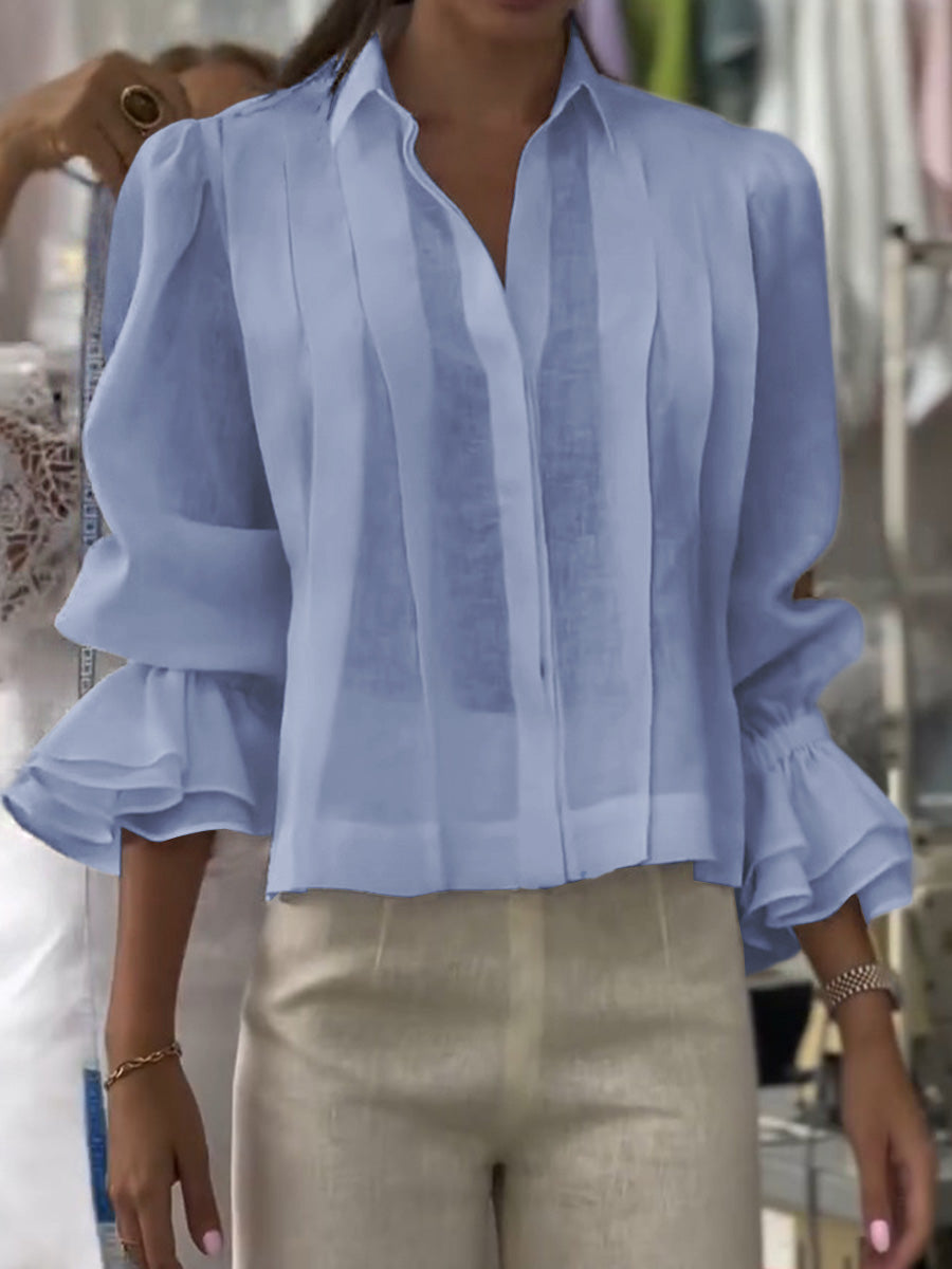 Verena – Linen Lapel Blouse
