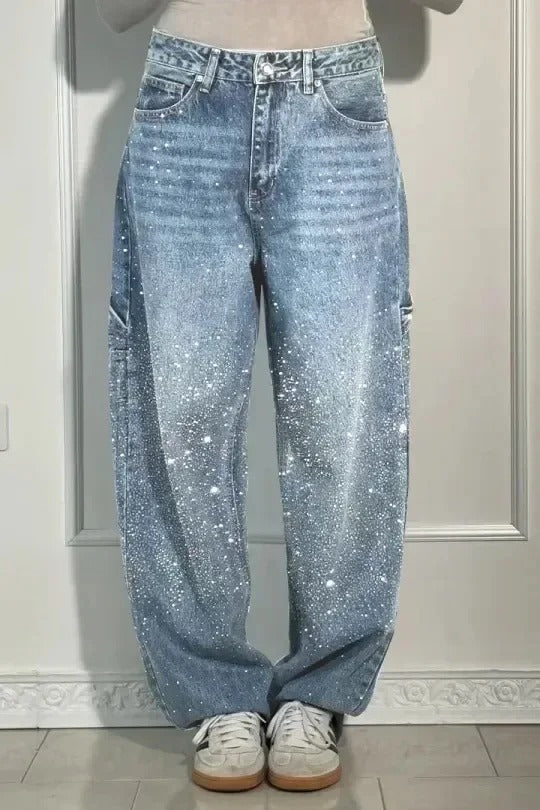 Victoria - Jeans à Paillettes Taille Haute