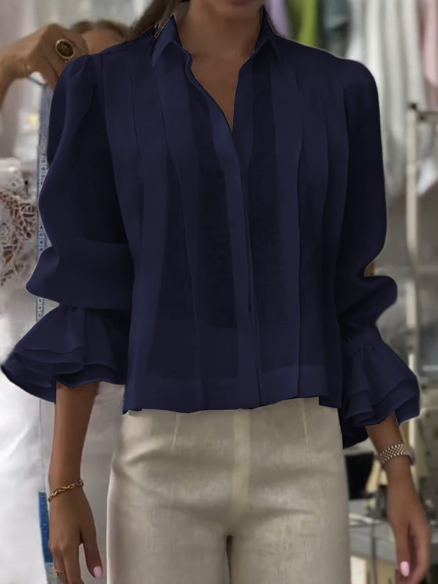 Verena – Linen Lapel Blouse