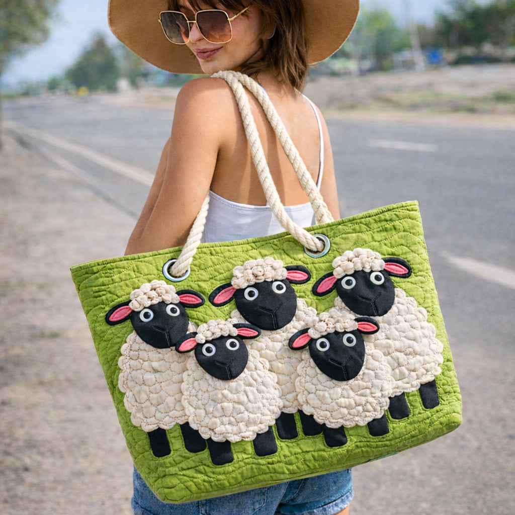 Sac de Plage Matelassé Ciel de Moutons