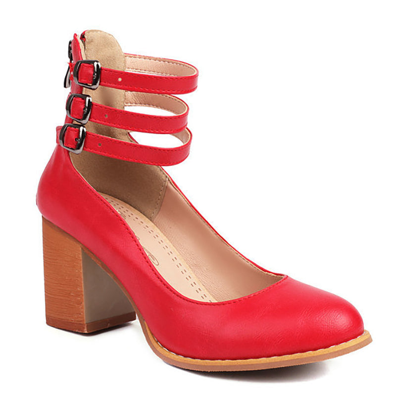 Casilda | Smooth sandals with ankle strap and chunky heel