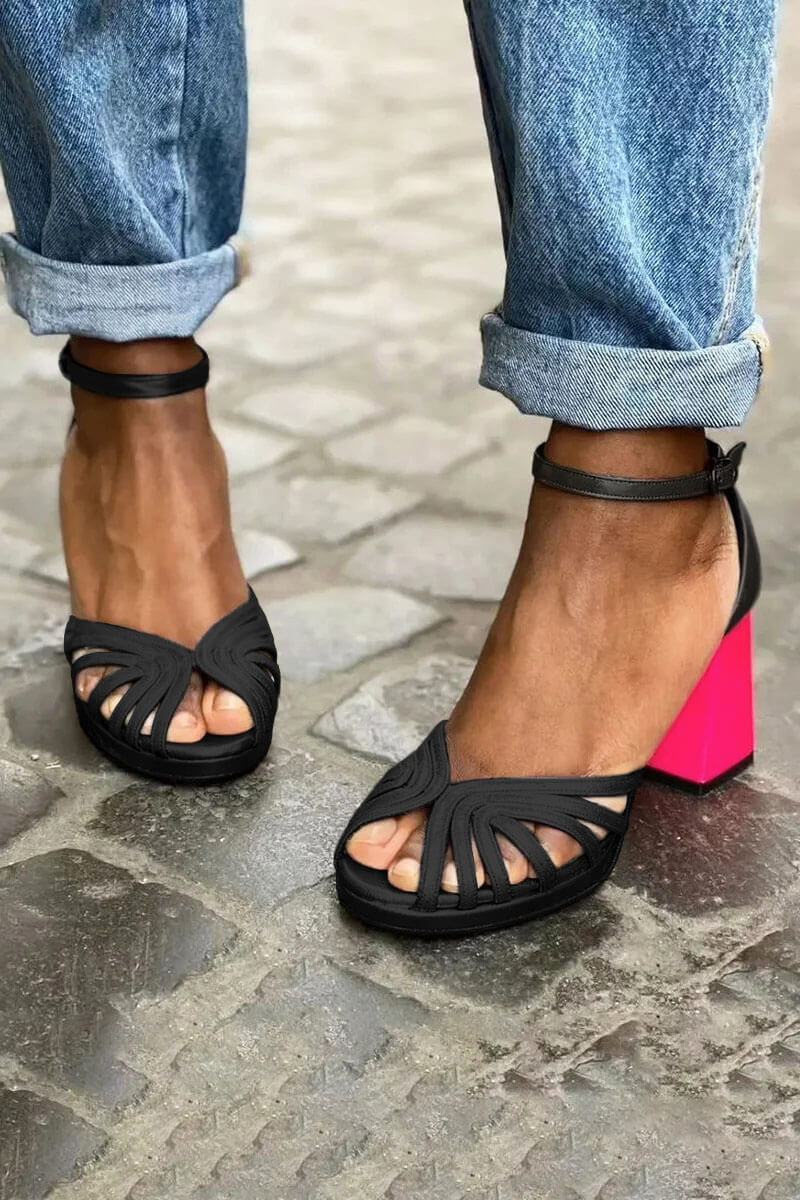 SANDALS À TALONS BICOLORÉS