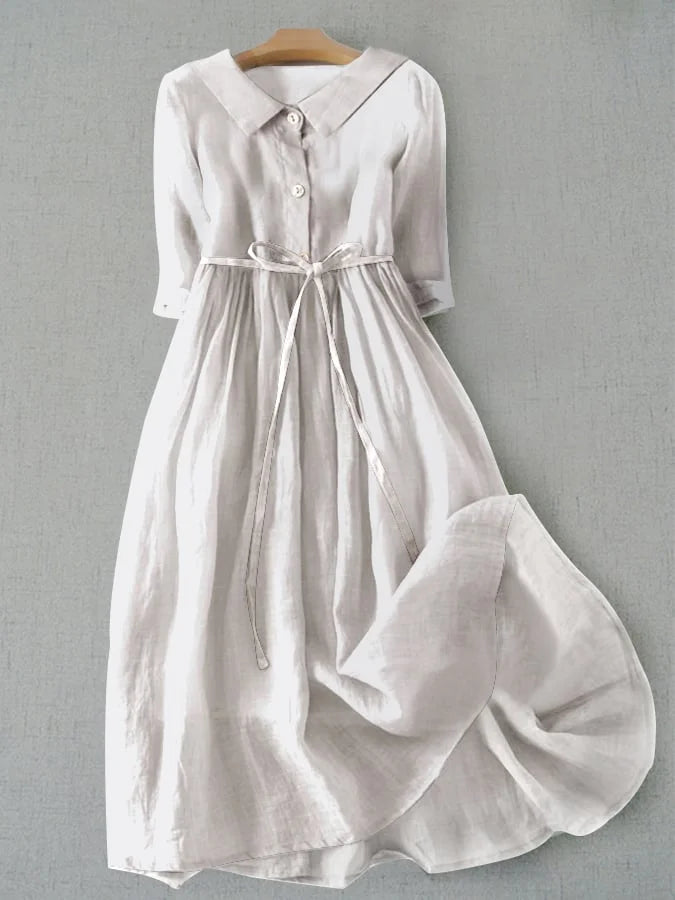 Lux - Elegant Half Sleeve Lace-Up Waist Dress