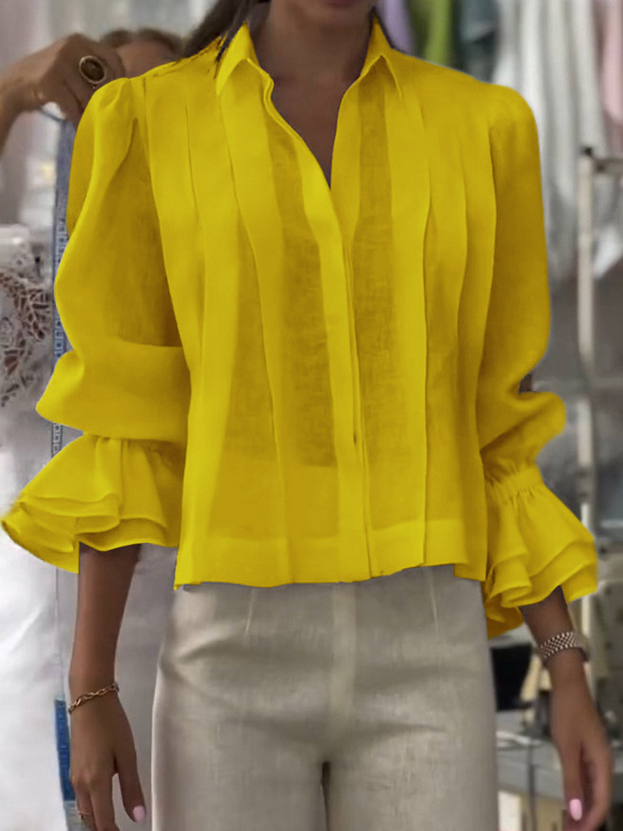 Verena – Linen Lapel Blouse