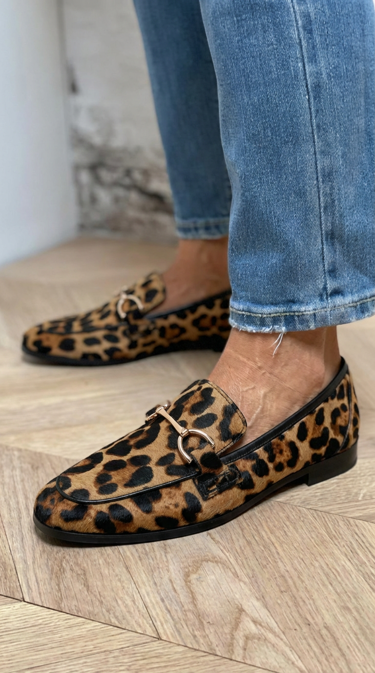 MOCASSINS AVEC IMPRIMÉ ANIMAL ET DÉTAILS MÉTALLIQUES