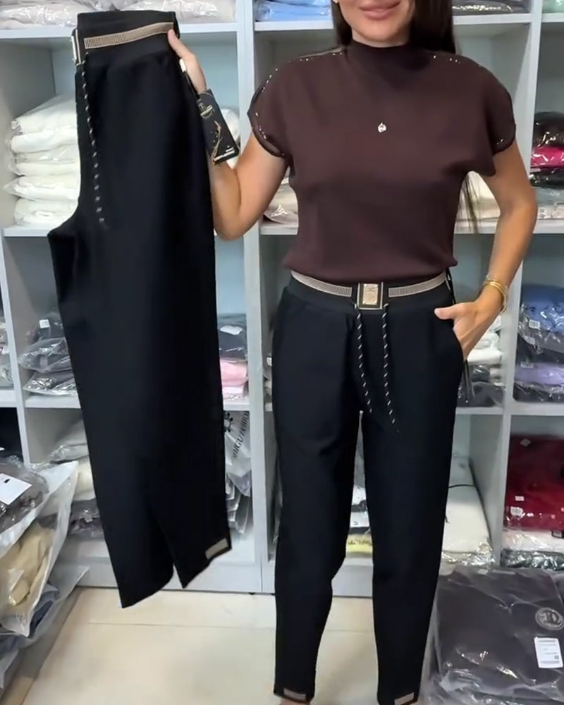 Pantalons Élégants avec Cordon de Serrage et Taille Élastique